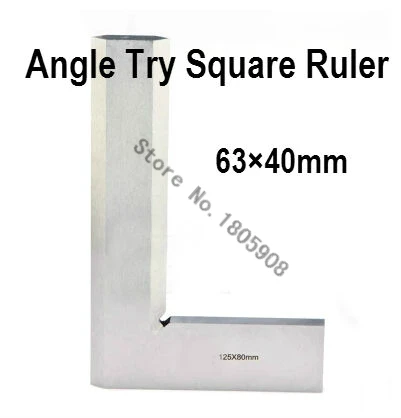 

Stainless Steel 1PCS 63 x 40 mm Bladed 90 Degree Angle Try Square Ruler Free shipping