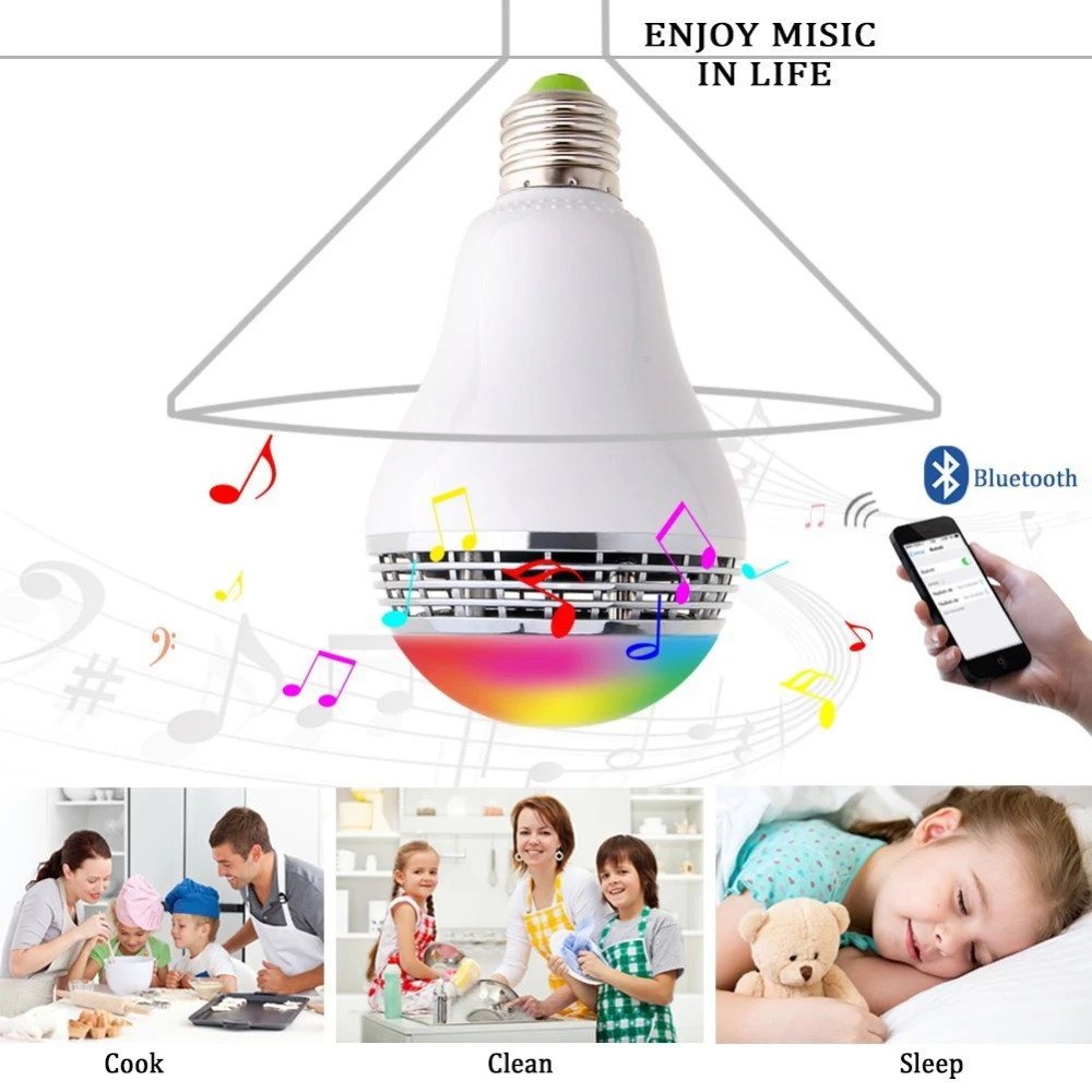 Затемняемый E27 10 Вт RGB светодиодный лампочка Bluetooth освещение лампа цвет регулируемый динамик музыка лампы с RF 24key дистанционное управление