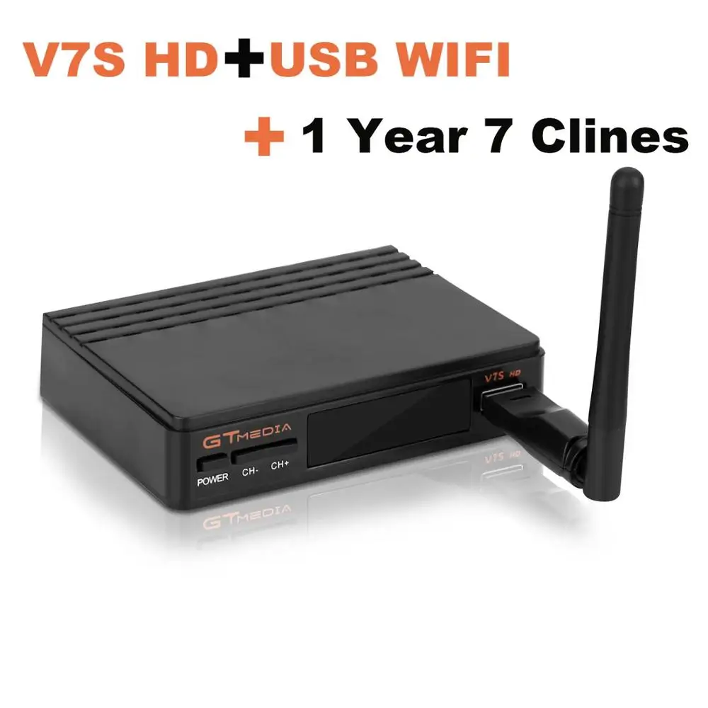 GTMEDIA V7S HD DVB-S2 HD спутниковый ТВ приемник Поддержка PowerVu, DRE Biss ключ Испания Cccam Cline на 1 год - Цвет: V7S 1 year 7 lines