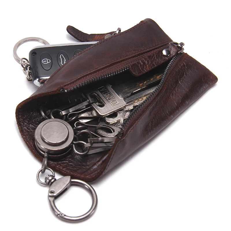 Echt leder Männer Schlüssel Brieftasche männlich Auto Schlüssel Tasche  Schlüssel halter einfarbig Schlüssel etui große Kapazität Veranstalter  kleine Brieftaschen - AliExpress