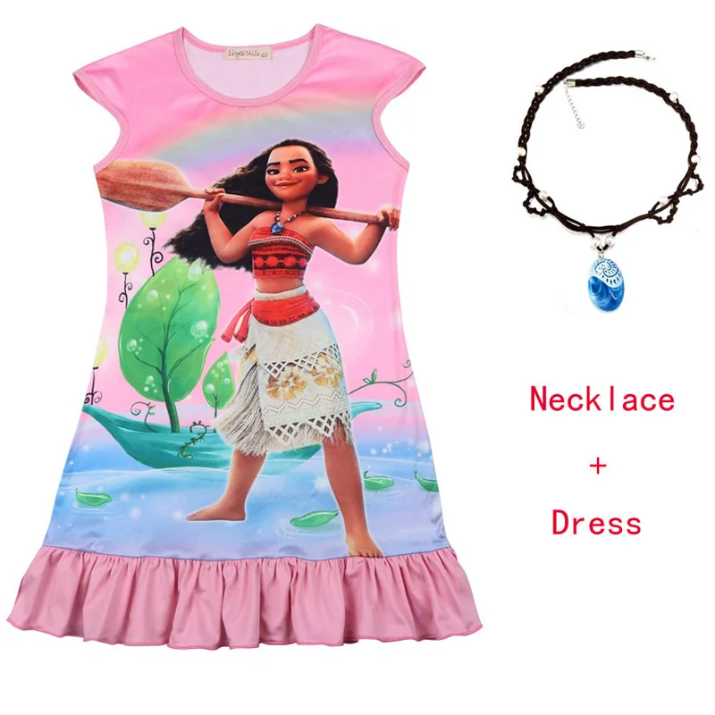 

2018 New Summer girls beach Dress Children Kids Dress for girl Fashion Moana Clothing Vaiana Princess Dresses Pajamas Sleepwear