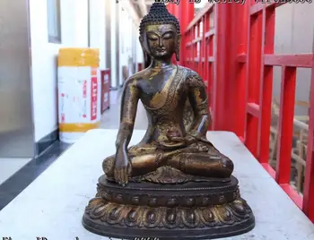 

Buddhism Purple Bronze Copper Gild Hold Bowl Amitayus Sakyamuni Buddha Statue