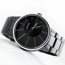2016 Топ Горячей продажи SINOBI Relogio Masculino Нержавеющей Стали Черный Кварцевый платье Часы Мужчины Люксовый Бренд часы Relojes Hombre