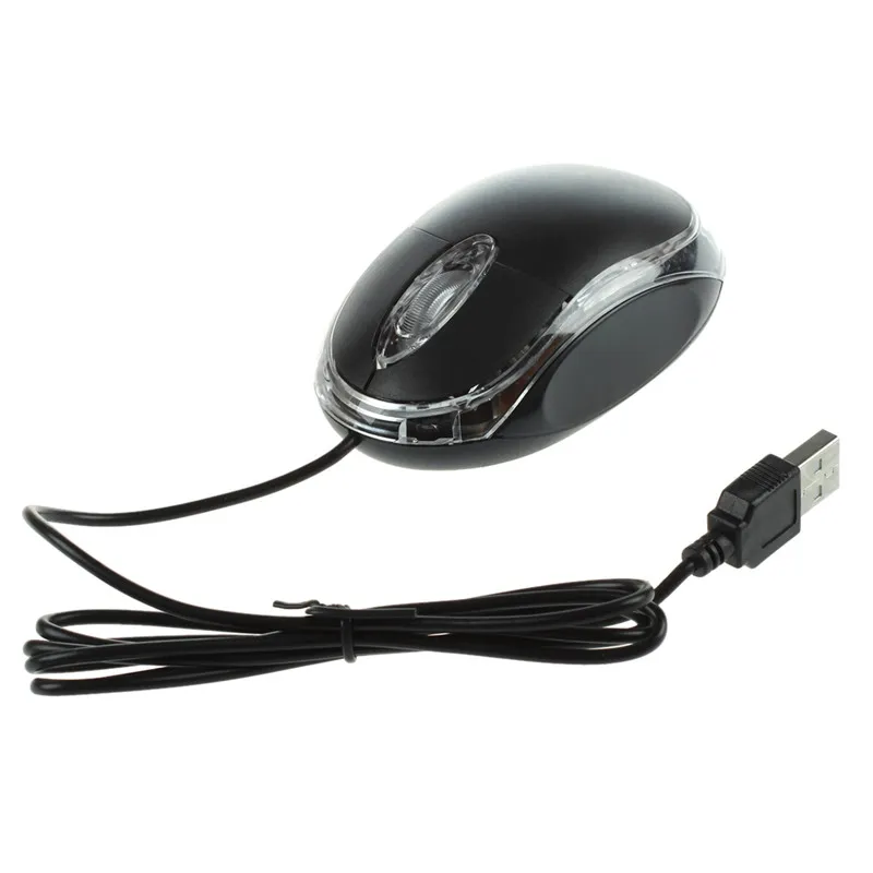 

3D Optical USB Mini Scroll Wheel Mouse Mice For PC Laptop black