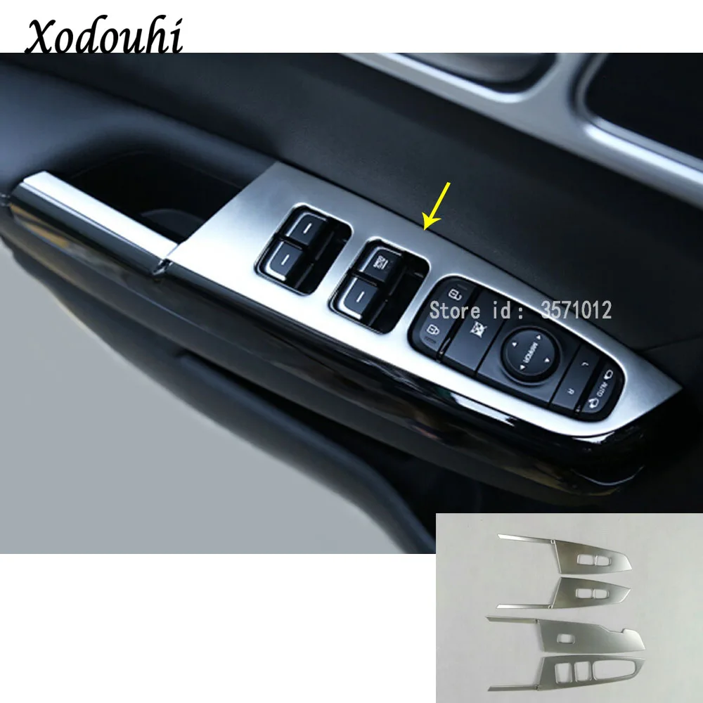 Us 22 04 13 Off Car Stainless Steel Door Window Glass Interior Panel Armrest Lift Switch Button Trim Frame For Kia Sportage Kx5 2016 2017 2018 In