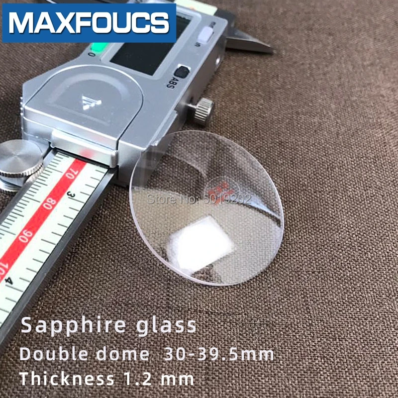 Стекло для часов, сапфировое стекло с защитой от царапин, Двойной Купол толщиной 1,2 мм, диаметр от 30 мм до 39,5 мм, кристально прозрачное, 1 шт