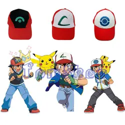 Аниме Покемон Ash Ketchum Регулируемый изогнутый козырек шляпа Бейсбол Кепки Хэллоуин Косплэй костюм реквизит 3 стиля выбрать