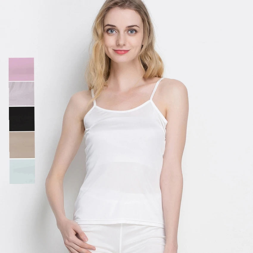 

50% Silk 50% Viscose Knit Thin Camisole Top Vest Shirt Sleepwear Adjustable Strap SG310
