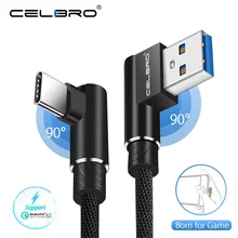 Кабель с прямым углом 90 градусов Usb C для быстрой зарядки huawei P20 Lite Nova 3 2S 2 Plus Asus Zenfone 5 4 шнур зарядного устройства
