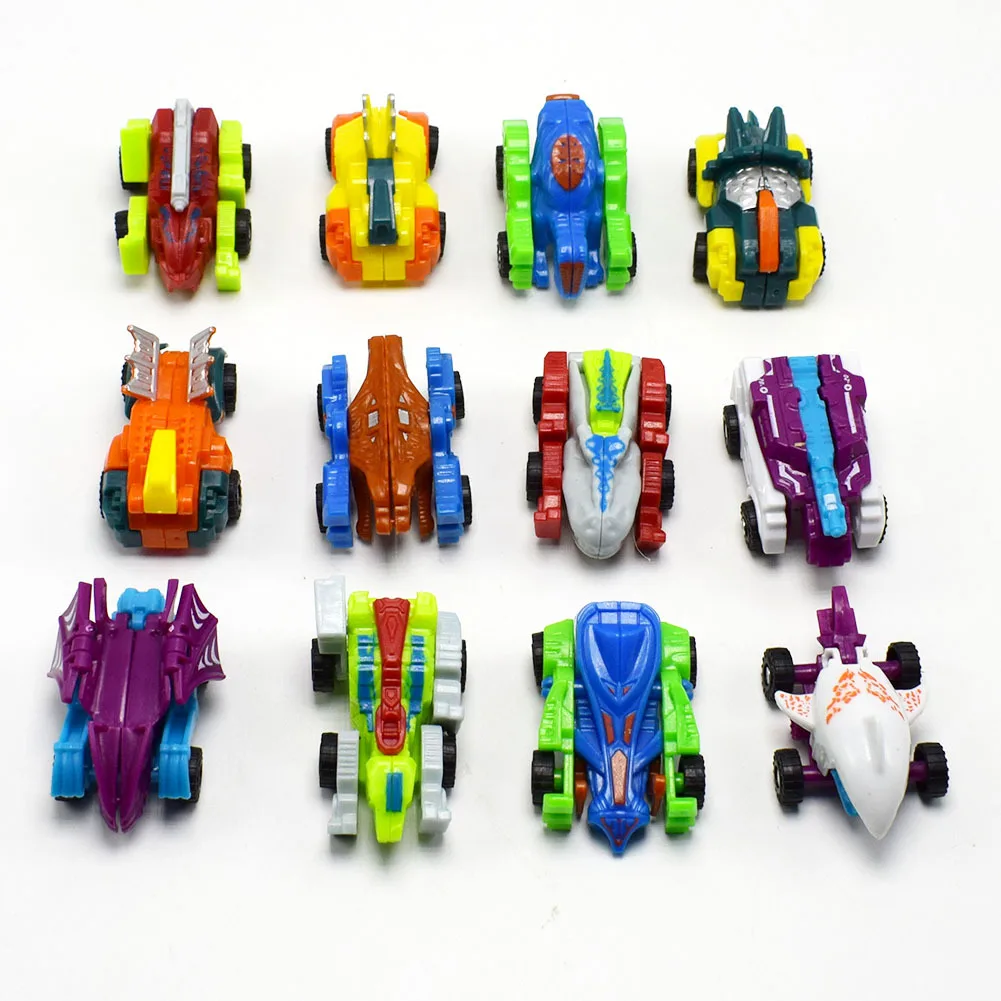 12pcs Robot Cars Egg Mini Different Transformation Deformation Action Figure Toy 
