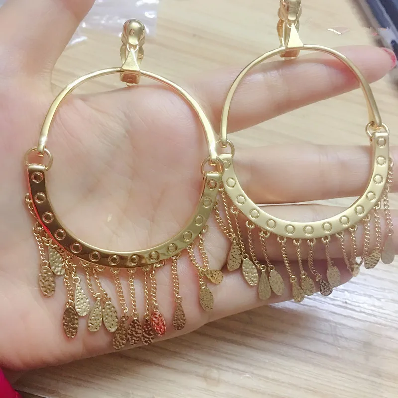 

Hot brand party jewelry tassels earrings big gold color earrings fashion luxury brand jewelry leaf style earrings