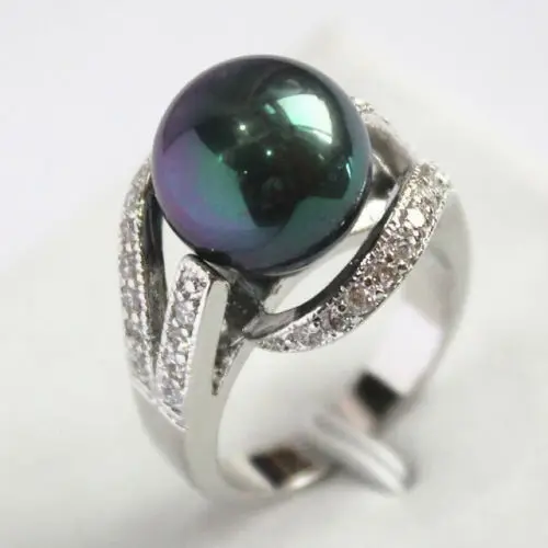 

8Colors 12mm South Sea shell pearl Gem stone Round Bead Ring Size: 6 7 8 9 AAA>jewerly free shipping