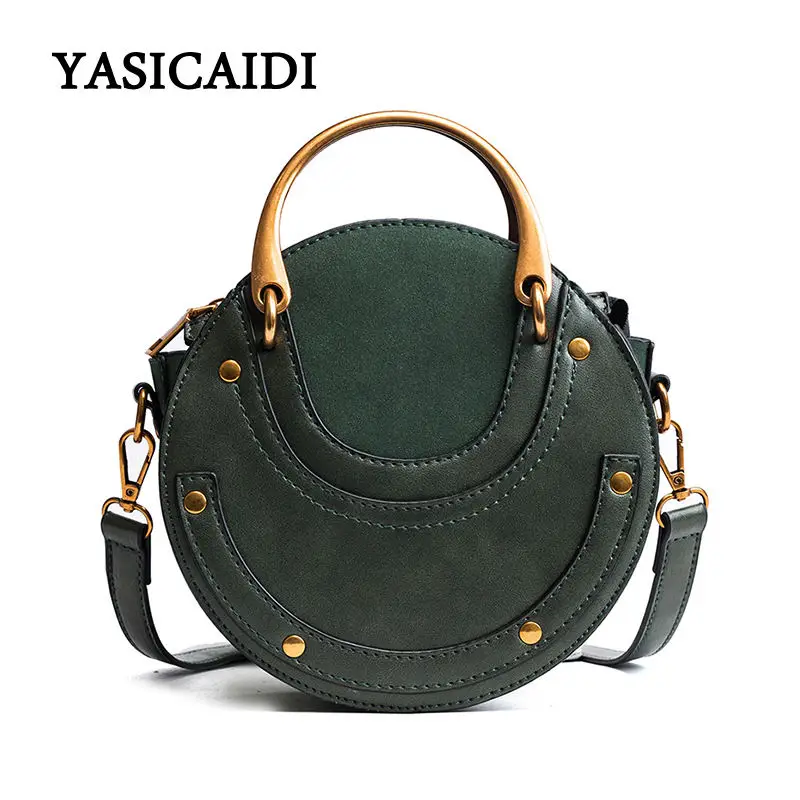 

Women Fashion Messenger Bags Pu Leather Ladies Sequined Handle Women Handbag Brand Metal Ring Saddle Women Crossbody Bags