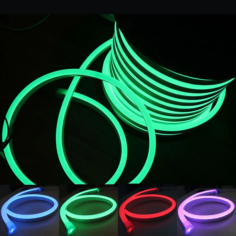 50 М DC 24 В RGB LED Neon Light Tube 14*26 мм Полный Цвет изменение Мягкий Гибкий Неон Веревку IP67 Водонепроницаемый Неонового Освещения Неоновые Вывески