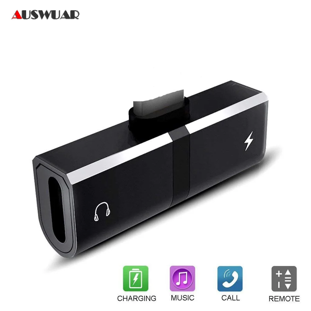 Goede 2 in 1 Audio Adapter Splitter Oortelefoon Jack Aux Kabel voor iphone X 7 8 plus Audio + opladen + bellen Converter Voor IOS 11.4