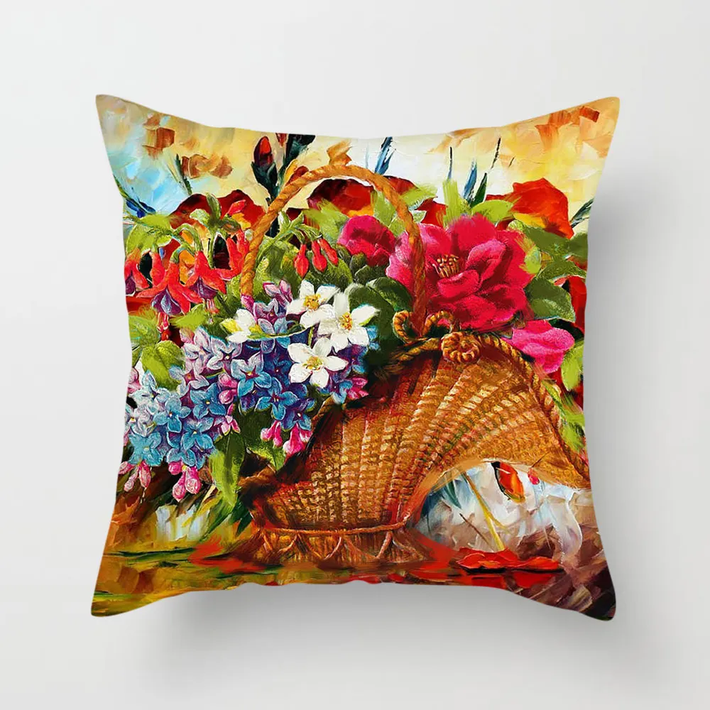 Fuwatacchi наволочки для подушек с рисунком подсолнуха, наволочки для подушек с изображением листьев заката для дома, дивана, стула, декоративные наволочки с цветочным рисунком
