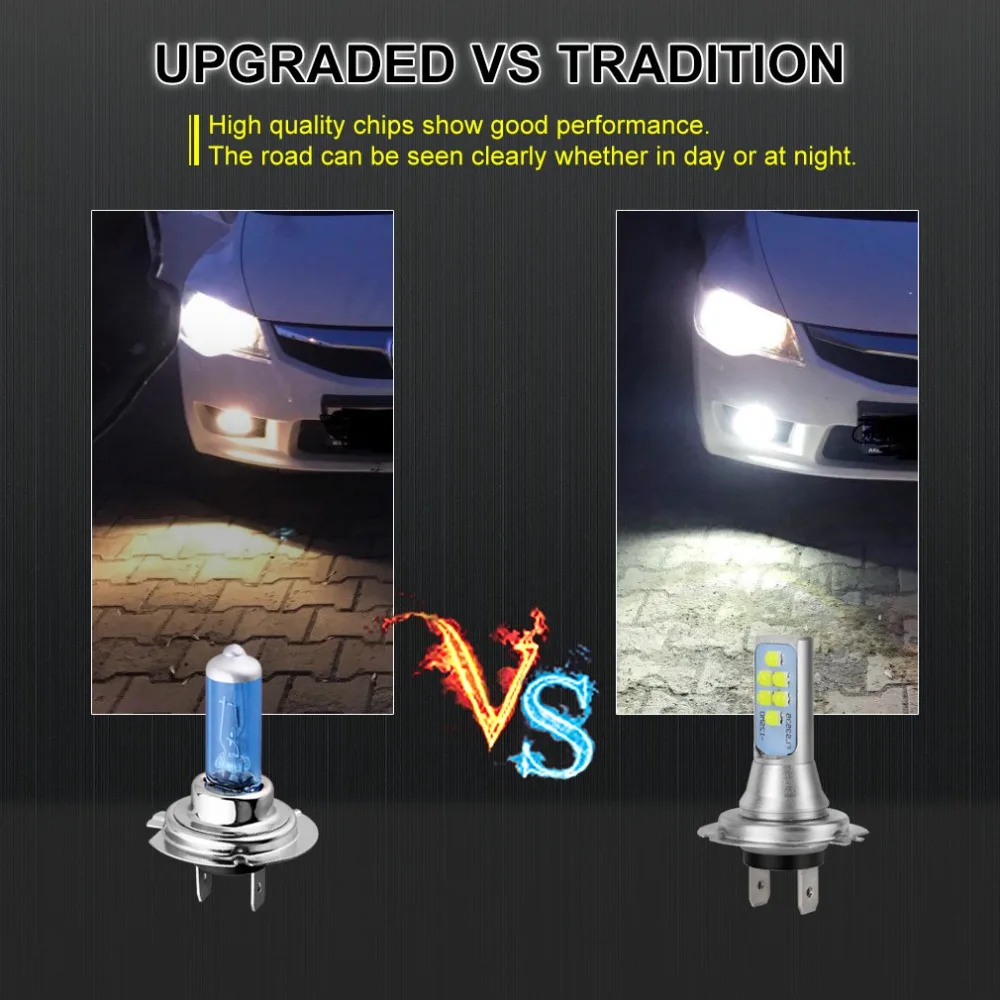 2 шт. H7 светодиодный лампы Супер яркий 12 3535SMD Противотуманные фары автомобиля 12V 24V