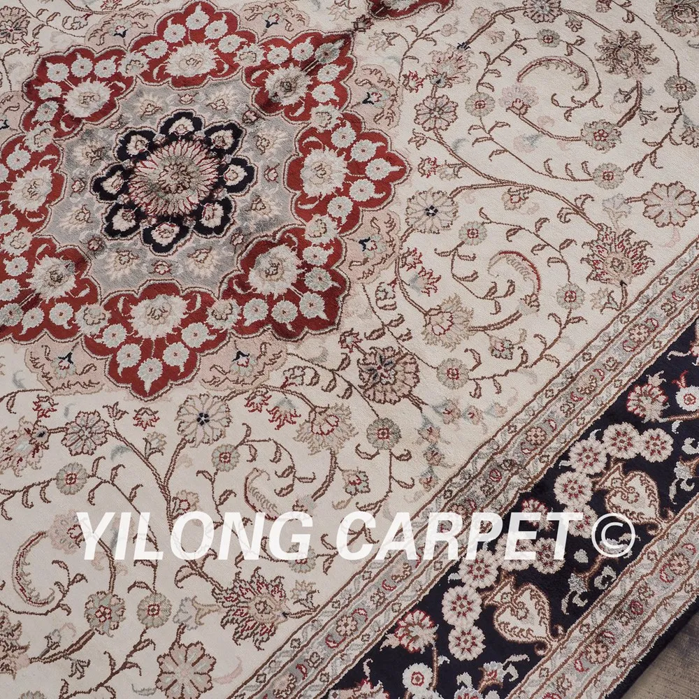 Yilong 5'x8 'handknotted традиционного персидского дизайна бежевый стильный Шелковый Восточный ковер продаж(ZW046M5x8