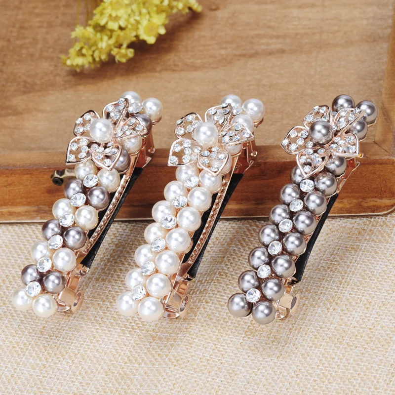 

Fashion Crystal Rhinestone Pearl Hairpin Girls Barrettes Hair Clip Clamp Jewelry Styling Tool Women Hair Accessories