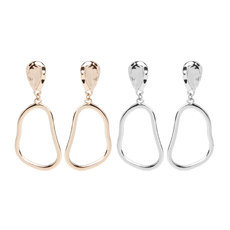 

Metal Round Hoop Pendant Drop Earring for Women Big Circle Geo Dangle Earring