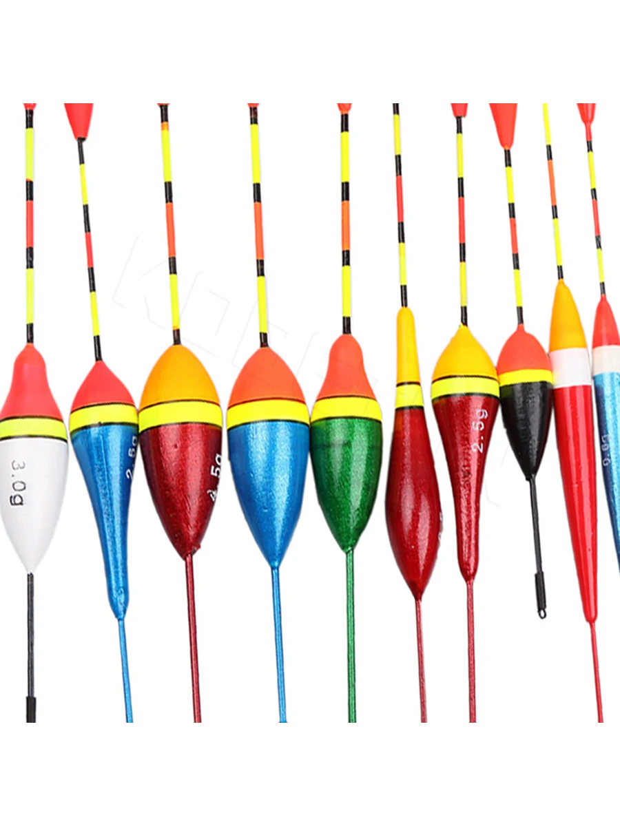 

Hot Sale 10Pcs Fishing Floats Set Buoy Bobber Fluctuate Mix Size Color float buoy pesca Light Stick Floats