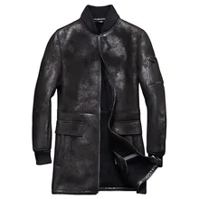 Denny& Dora мужская шуба из овчины, мужская шуба, длинная стильная бейсбольная кожаная куртка из овчины