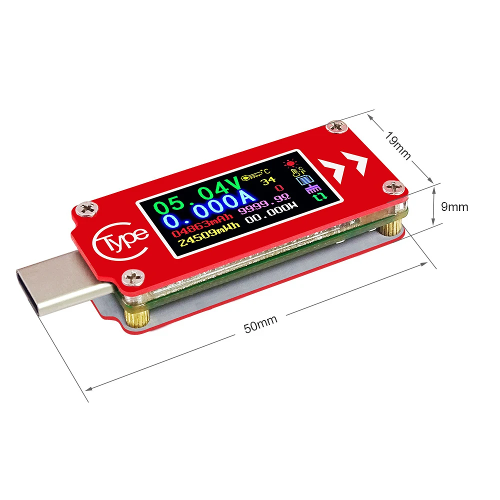 TC64 цветной ЖК-дисплей USB Вольтметр Амперметр измерители напряжения мультиметр батарея PD Зарядка банк питания USB Тестер