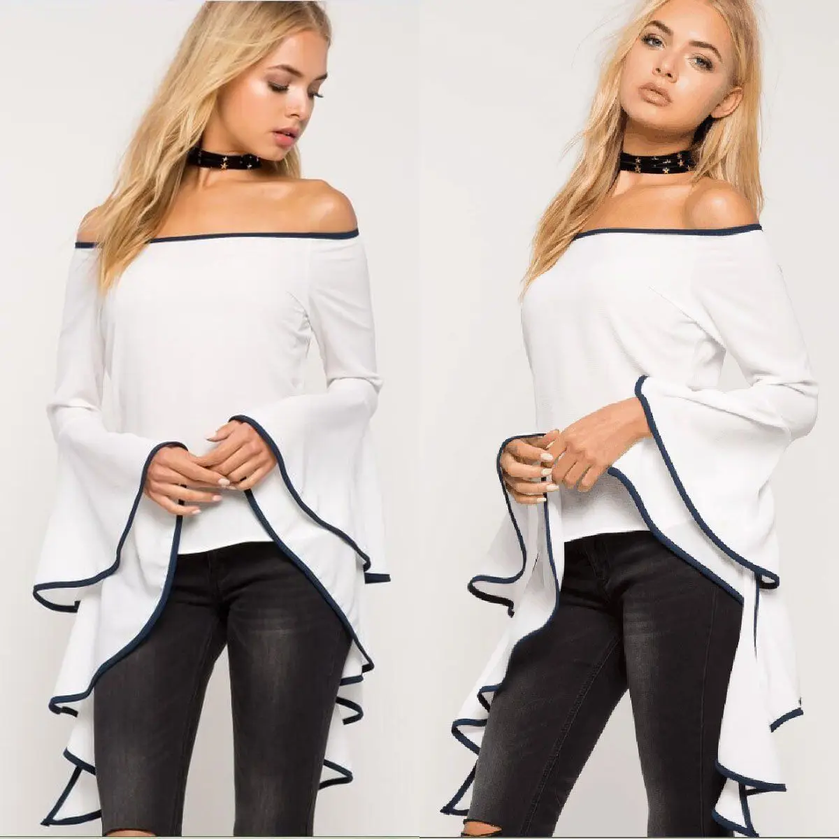 

arrival Women's Ladies Summer Off Shoulder Long Sleeve T Shirt Casual Tops T-Shirt