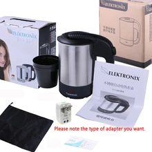 22%, 110V220V Электрический чайник из нержавеющей стали портативная электрическая чашка для воды Путешествия за границу с функцией преобразования штекера 0.5L