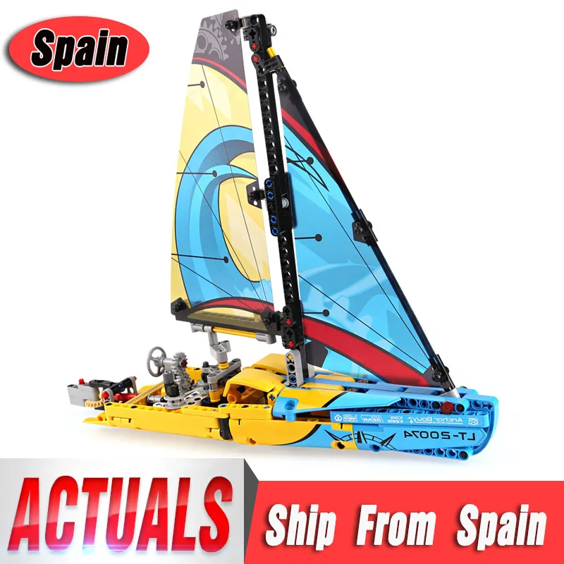 

369Pcs Technic Car Series 20074 Racing Yacht Set Compatible With 42074 Building Blocks Bricks Cars Toys Model For Kids As Gifts