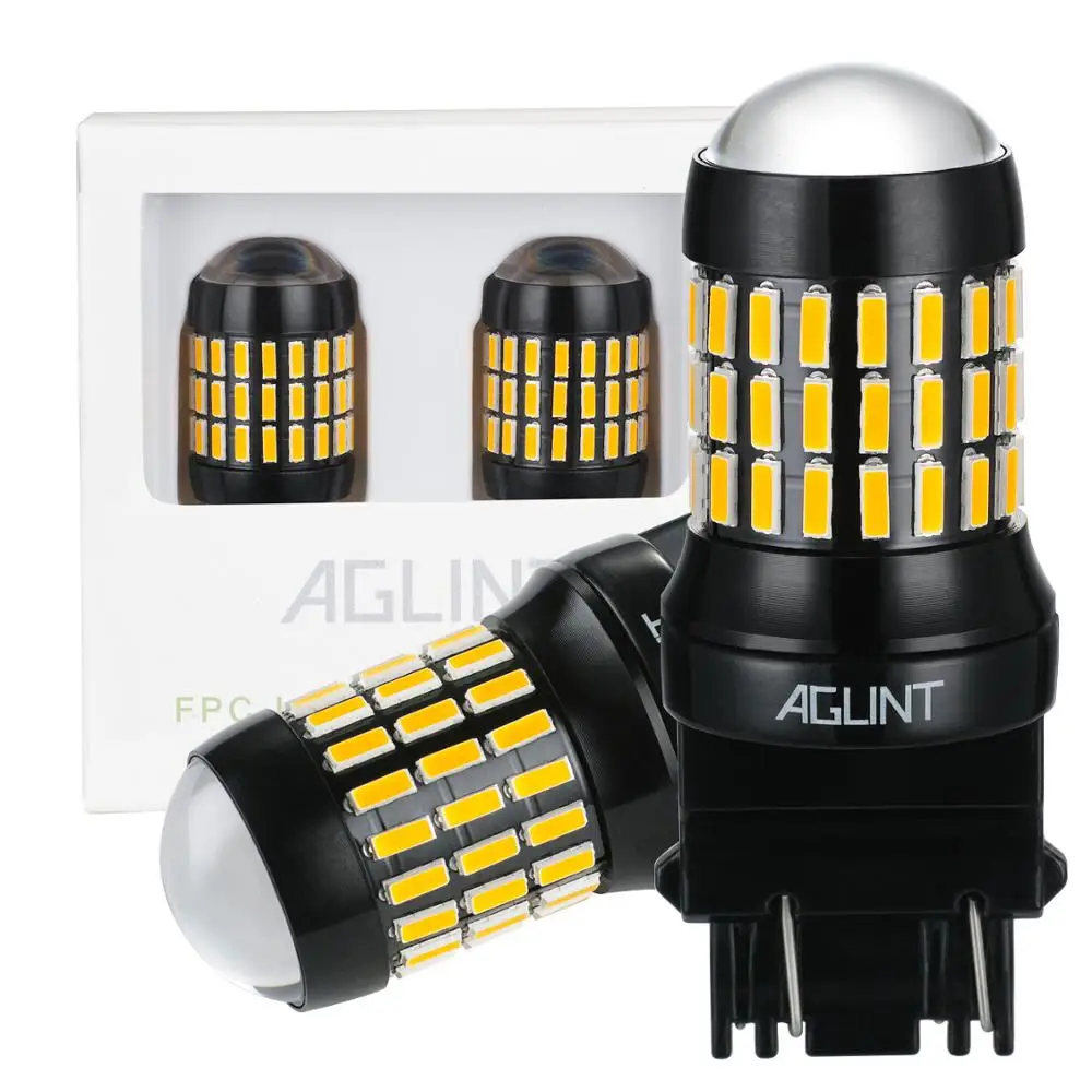 

AGLINT 2PCS P27/7W T25 3156 3157 Brake Turn Signal Light Tail Lamp 4014 Chip 66SMD High Power LED Auto Car Bulbs Amber Yellow
