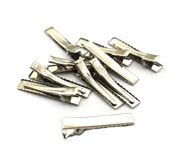 

50 Pcs/lot 4.5cm Silver Flat Metal Single Prong Alligator Hair Clips Barrette For Bows DIY Accessories Hairpins