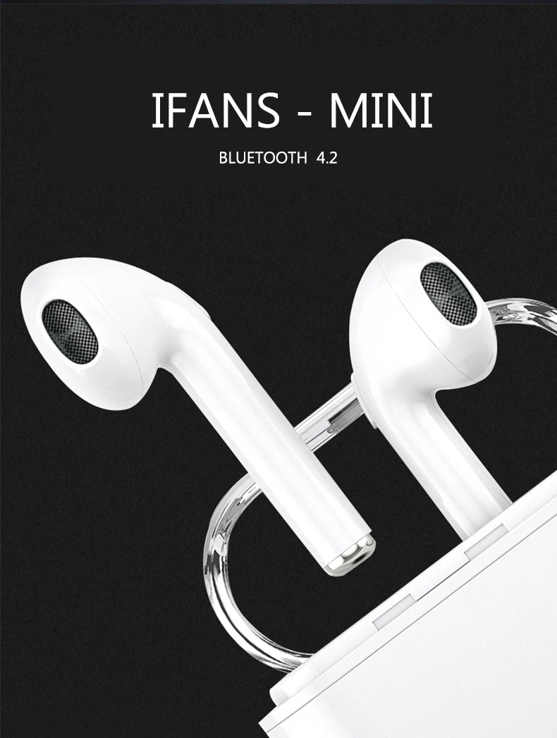XLSTO IFANS MINI Bluetooth Headset Earbuds Air Pods Wireless Stereo Earphones For Apple iPhone Android PK i9 Double Ear headset (1)