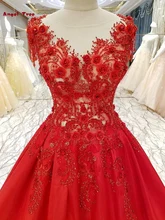 Angel Tree Custom Made Red Appliques Crystal Flowers V-Neck Cap Sleeve Count Train Wedding Dresses Ball Gowns Bridal Dresses