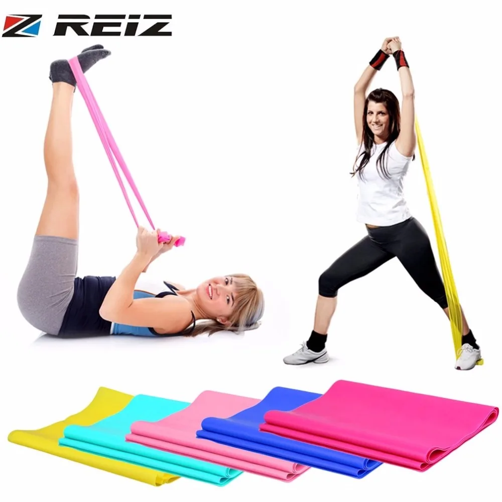 

REIZ 1.2m Yoga Stretch Band Elastic Pilates Rubber Exercise Band Arm Back Leg Fitness Indoor 0.35mm Thickness Same Resistance