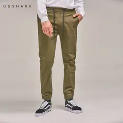 U & SHARK/весенние новые мужские повседневные брюки из эластичной ткани, хлопковые брюки, мужские Модные брюки для бега с завязками на талии