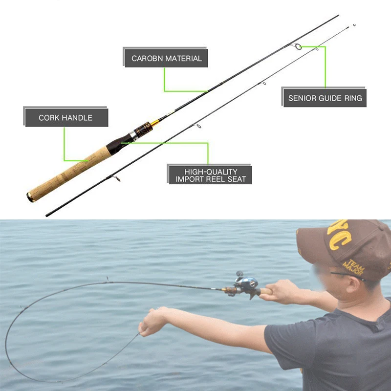 

Ultra light 1.8M lure rod 2 Tips Spinning Casting Rod carbon ul power lure 1.5-5g 3-6lb lure fishing Trout Rod fishing fish