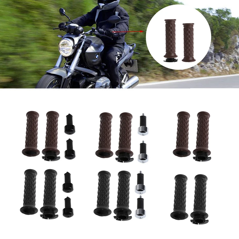 7/8" Motorcycle Hand Grip Bar Handlebar End For Cafe Racer Bobber Clubman Custom