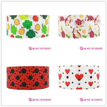 

Q&N ribbon 16mm 22mm 25mm 38mm 50mm 75mm flower Ladybug cartoon printed grosgrain/FOE ribbon DIY Sewing Hairbows Gift