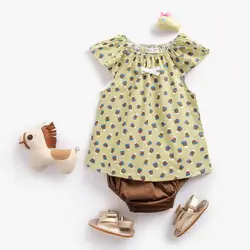 Одежда для маленьких девочек, летний комплект из 2 предметов для новорожденных, INS, популярная одежда для девочек, модная футболка + шаровары