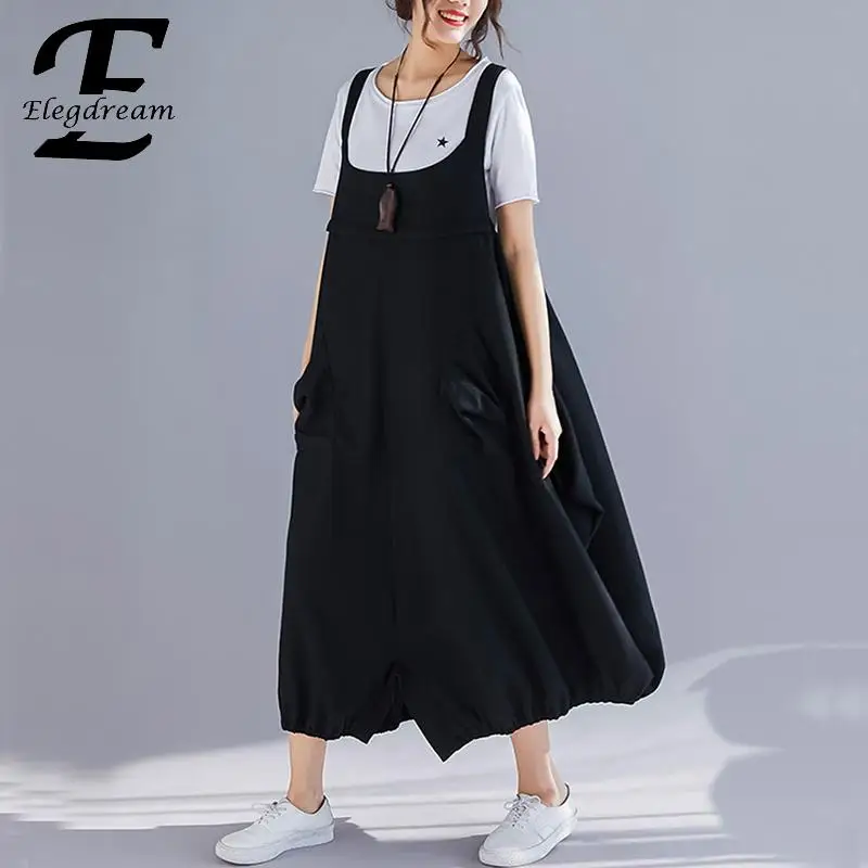 

Elegdream Plus Size Women Clothing Spring Summer 2019 Sleeveless Sundress Ladies Casual Loose Tank Vest Dress Female Vestido 5XL