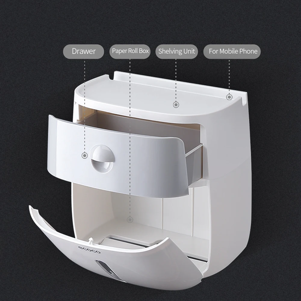 Wall-Mounted Bathroom Waterproof Tissue Dispenser Tissue Box for Multifold Paper Towels Tissue Storage Box Drawer WC Product