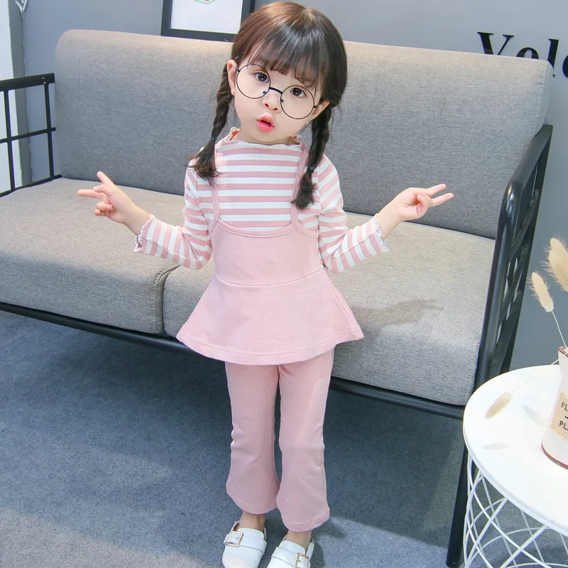 

Baby Girl Clothes Kids Clothes 2019 spring autumn new Cotton Baby Clothes Long Sleeve Striped Top + Pants