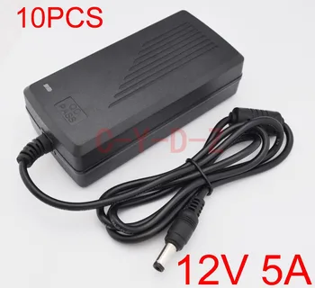 

10pcs 12V5A AC 100V-240V Converter Adapter DC 12V 5A 60W Power Supply DC 5.5mm x 2.5mm for 5050/3528 LED Light LCD Monitor