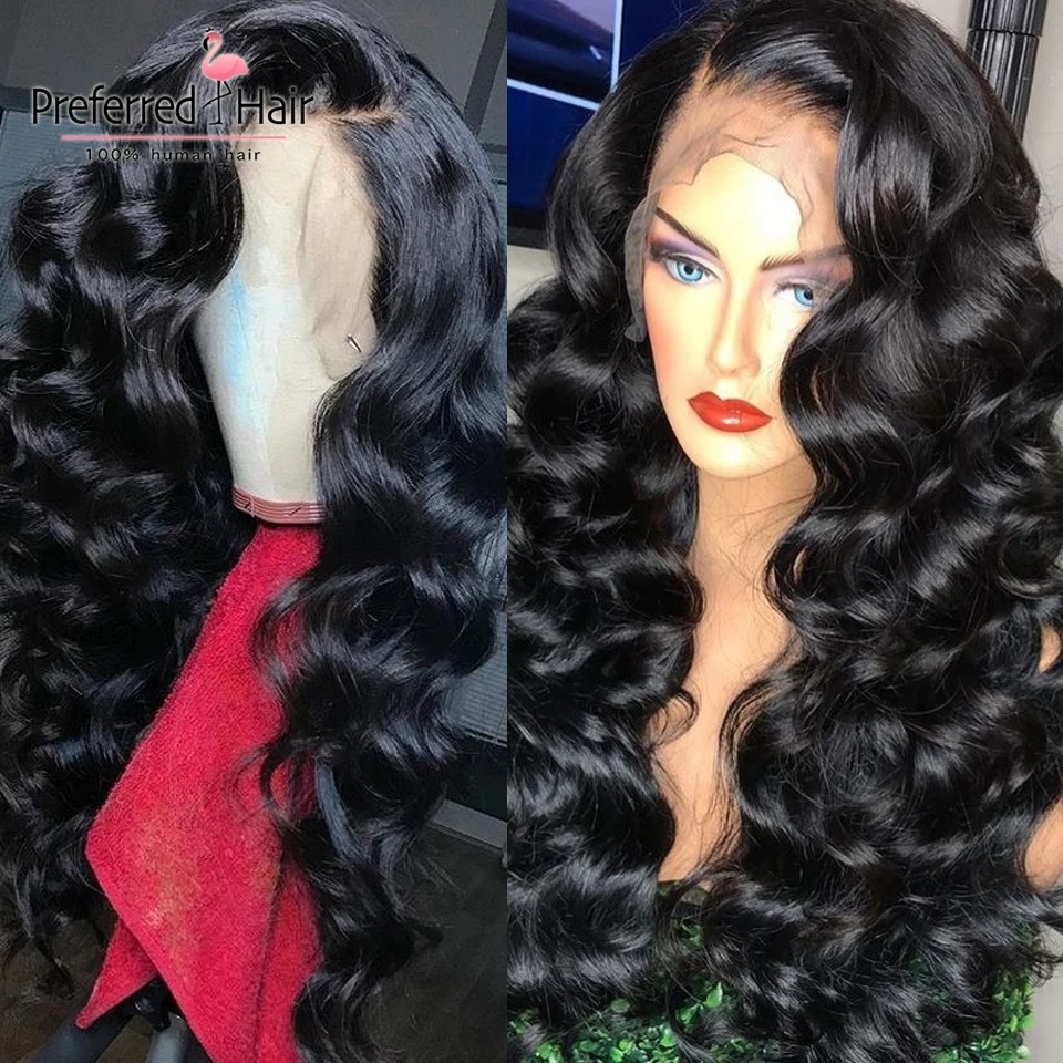 

Preferred Deep Wave 13x6 Lace Front Wig Baby Hair Brazilian Remy Pre plucked 360 Lace Frontal Human Hair Wigs For Black Women