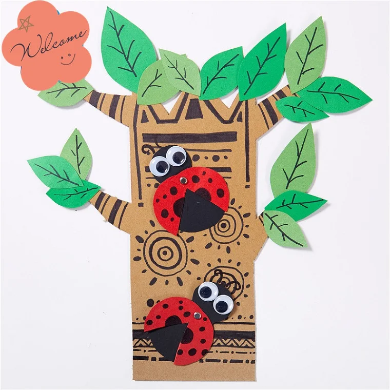 Дети DIY материалы посылка Искусство и ремесла игрушки 3D наклейки ручной работы Дети творческие дерево и насекомое Дизайн подарки - Цвет: Red Ladybug