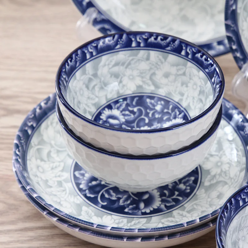 12 шт./8 шт./4 шт. Японские сине-белые керамические тарелки в лаконичном стиле Фарфоровая столовая посуда набор посуды
