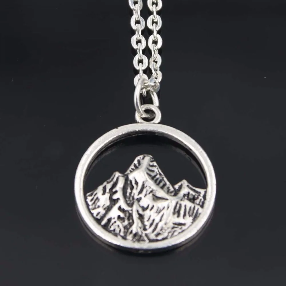 Tiny Mountain Charm Necklace Simple Silver plated Scene Pendant Nature