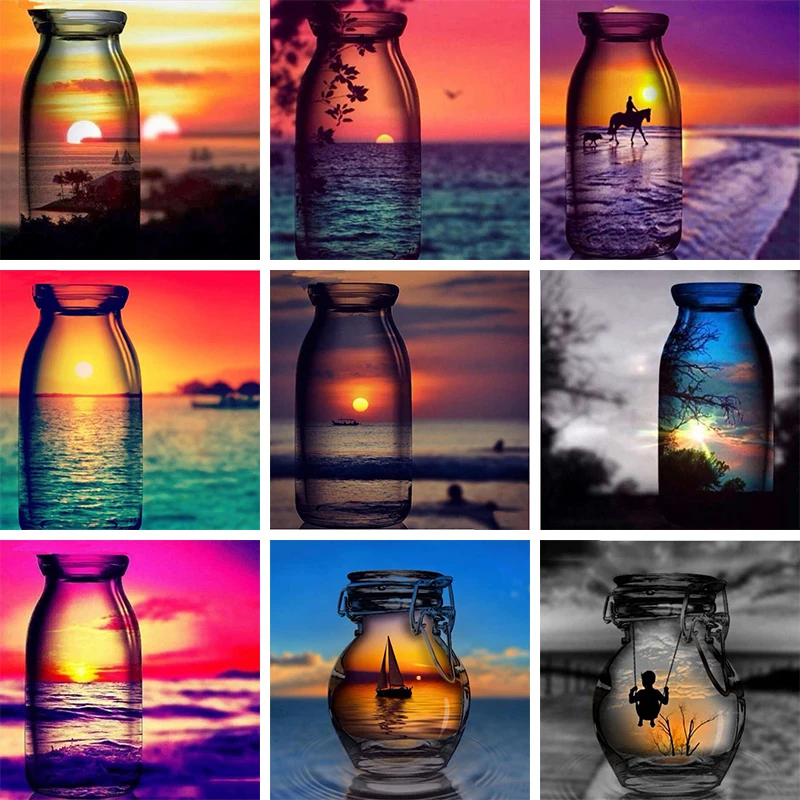 

Full Square Drill 5D DIY Diamond Painting Bottle scenery 3D Embroidery Cross Stitch Mosaic Home Decoration JK