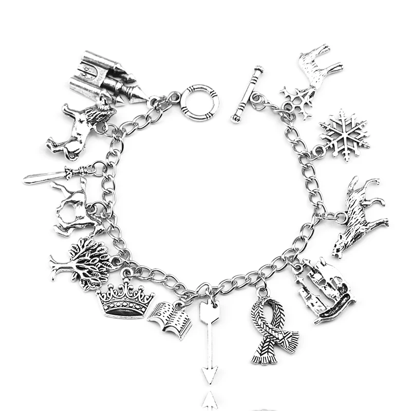 

New Jewelry Chronicles of Narnia Inspired Bracelet Reindeer Snowflake Wolf Throne Ship Aslan Charm women Bracelet Accessories